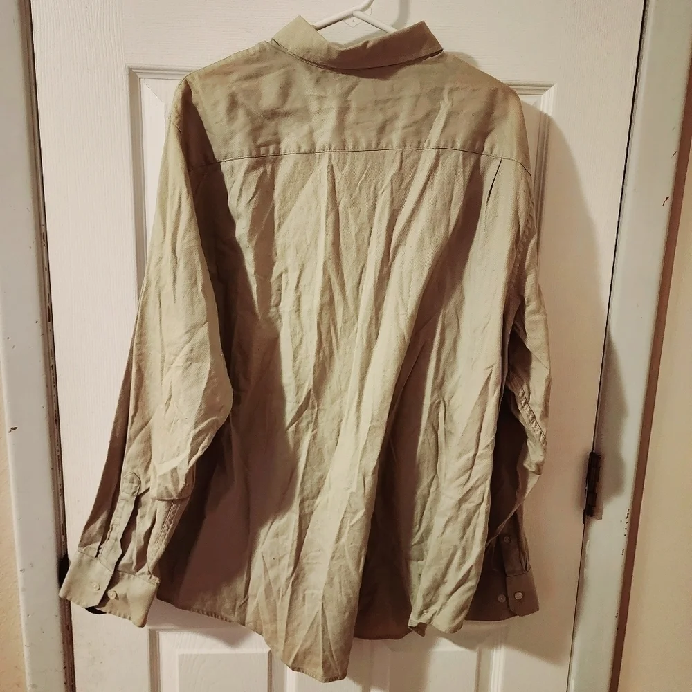 Banana Republic Tan Long Sleeve 100% Cotton Button Up Shirt Men's XXL 18-18.5